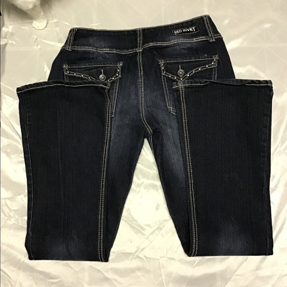 Red Rivet Jeans - Picture 3 of 7